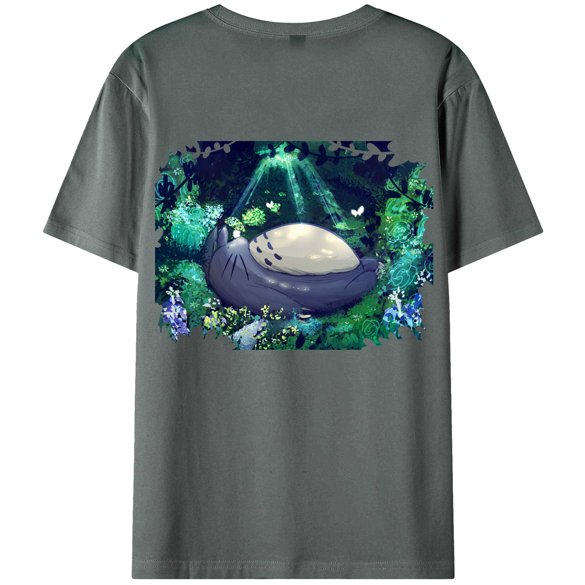 （画像用） となりのトトロ 草壁メイ 草壁サツキ My Neighbor Totoro Satsuki Kusakabe Mei Kusakabe 綿100％ メンズ半袖Tシャツ（バックプリント） 通気性